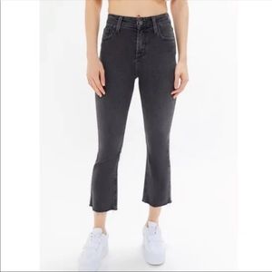 Urban Outfitters BDG Kick Flare High Rise Cropped Jeans Black Raw Hem
